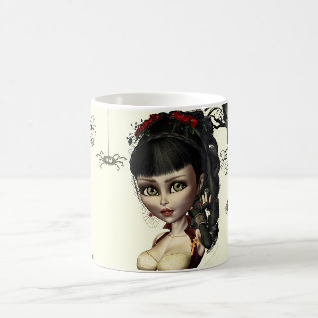 Gothic Steampunk Lolita Art Round Button Pin Coffee Mug (Center)