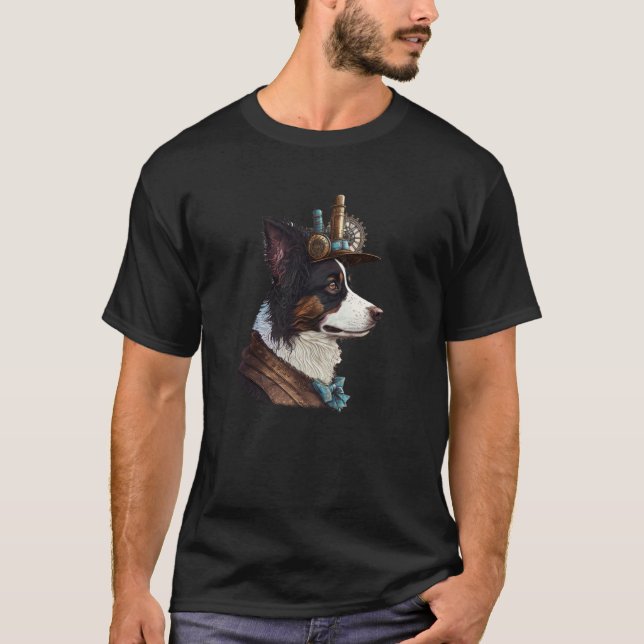 Gothic Steampunk mom Border Collie T-Shirt (Front)