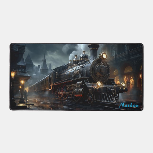 Gothic Steampunk Railway for Fantasy Lovers Desk Mat (Front)