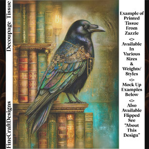 Gothic/Steampunk Raven With Antique Books ET5R Tissue Paper