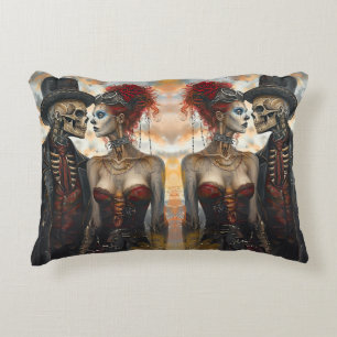 Gothic Steampunk Skeleton Couple Accent Pillow