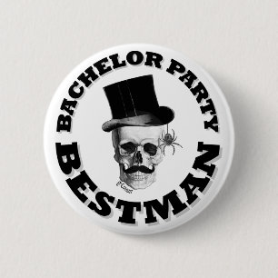 Gothic steampunk skull bachelor party 2 inch round button