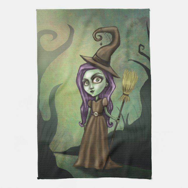 Gothic Steampunk Witch Kitchen Towel (Vertical)