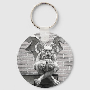 Gothic Stone Gargoyle Fantasy Creature Statue Keychain