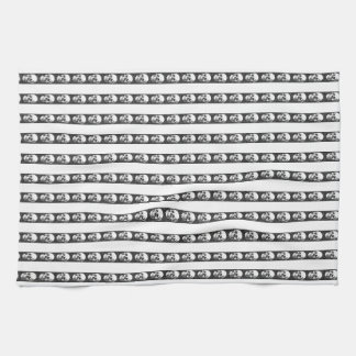 Gothic striped pattern with skulls kitchen towel
