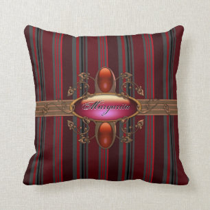 Gothic stripes in red personalized Mojo Pillow