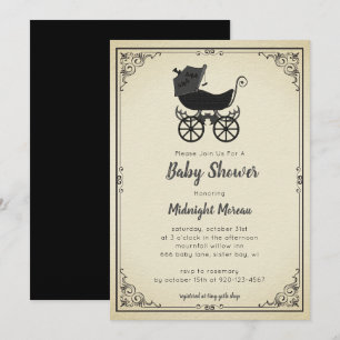 Gothic Stroller Bat Baby Shower Invitation