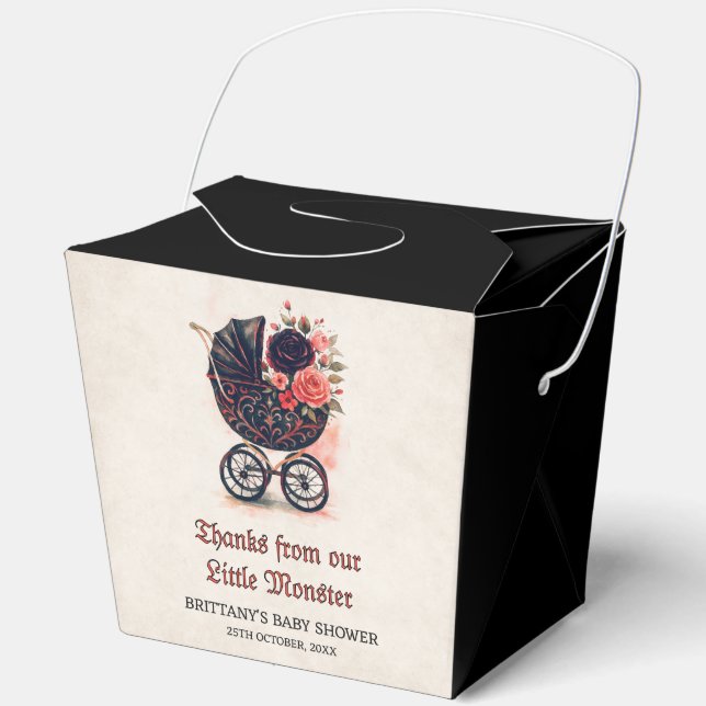 Gothic Stroller Halloween Baby Shower Favor Box (Front)
