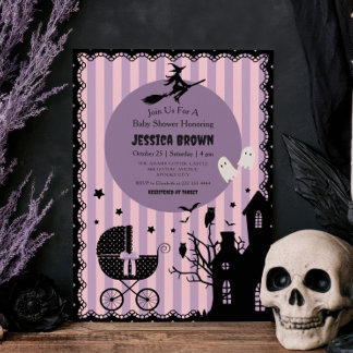 Gothic Stroller Witchy Halloween Baby Shower Invitation
