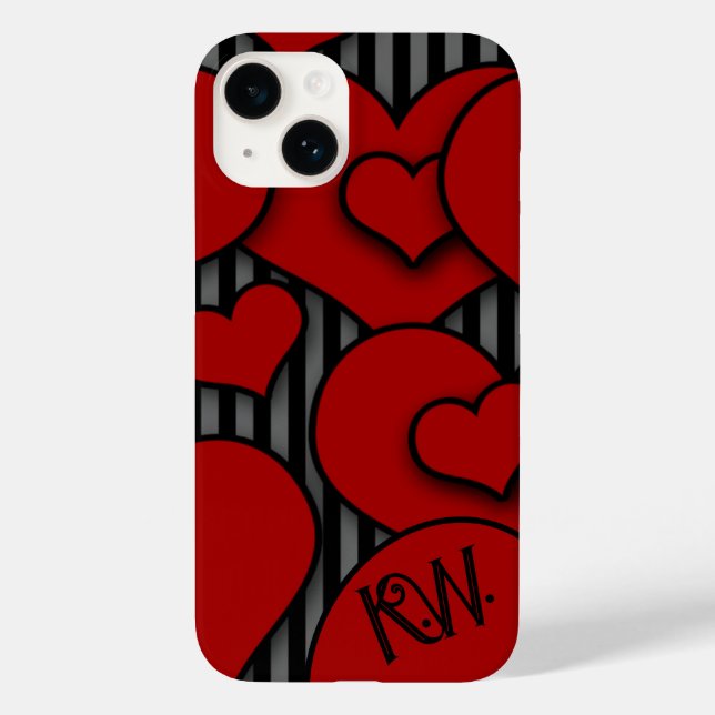 Gothic Style Heart iPhone Case Monogram Initials (Back)