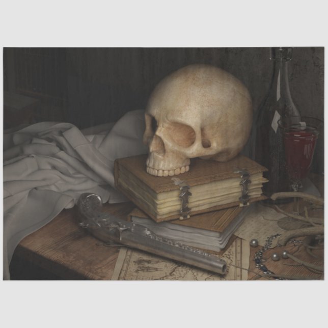 Gothic Style Still Life with Skull Tissue Paper (Front)