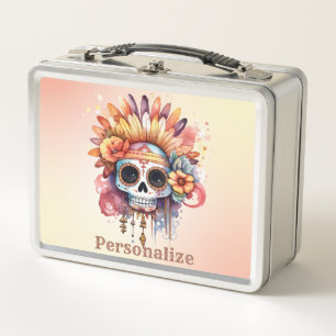 Gothic Sugar Skull Colourful Personalized Metal Lunch Box