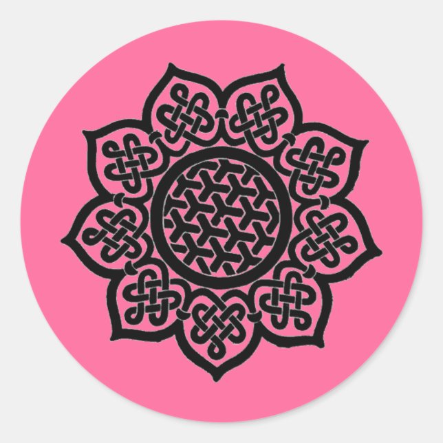GOTHIC SUN Black Pink Celtic Knots Classic Round Sticker (Front)