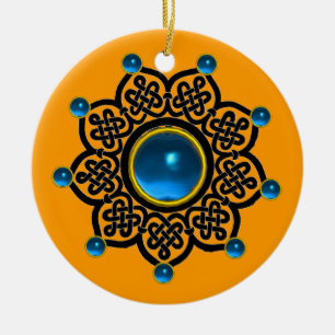 GOTHIC SUN Blue Sapphire, Red Ruby Gems Ceramic Ornament