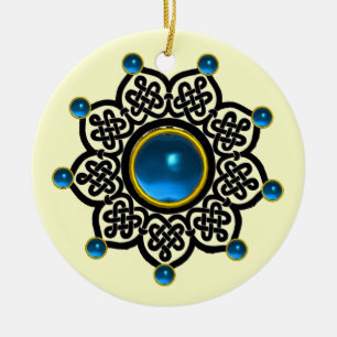 GOTHIC SUN Blue Sapphire, Red Ruby Gems Ceramic Ornament