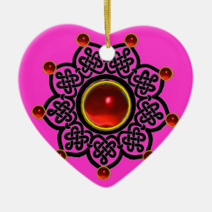 GOTHIC SUN  Red Ruby Gem Ceramic Ornament