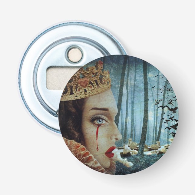 Gothic Surreal Unique Collage Sad Queen of Hearts Bottle Opener (Front)