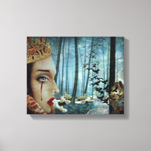 Gothic Surreal Unique Collage Sad Queen of Hearts Canvas Print