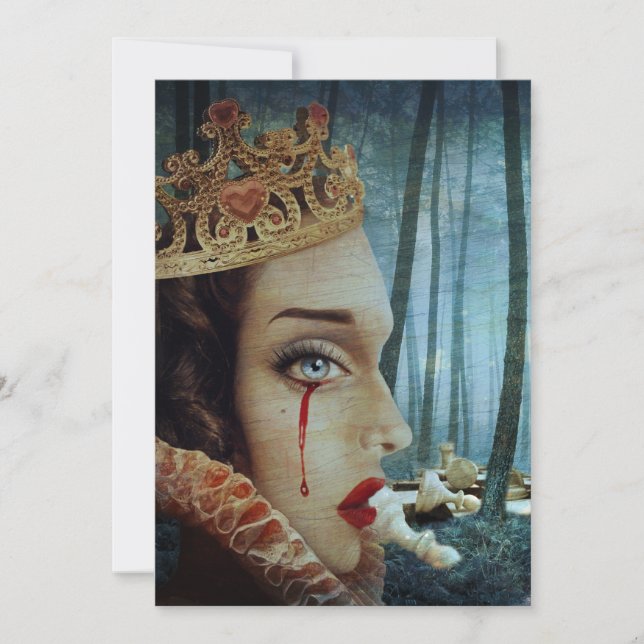 Gothic Surreal Unique Collage Sad Queen of Hearts Invitation (Front)