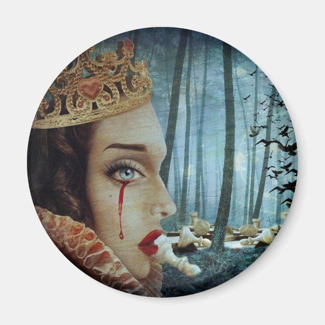 Gothic Surreal Unique Collage Sad Queen of Hearts Magnet (Front)