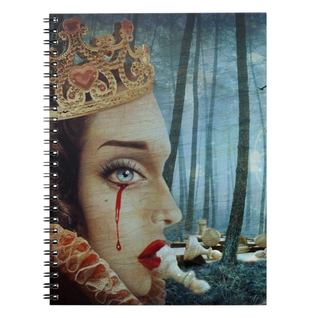 Gothic Surreal Unique Collage Sad Queen of Hearts Notebook (Front)