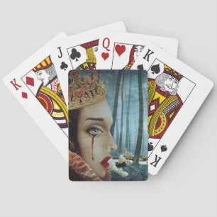 Gothic Surreal Unique Collage Sad Queen of Hearts Playing Cards