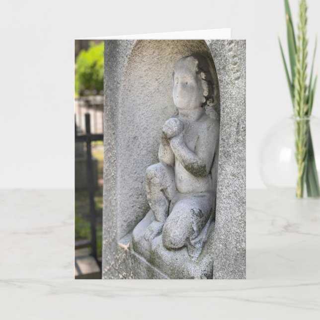 Gothic Sympathy Card Angel old grave BLANK INSIDE (Front)