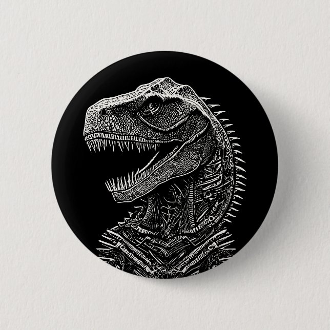 Gothic T-Rex Dinosaur 2 Inch Round Button (Front)