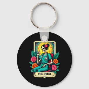 Gothic Tarot Card Nursing Skeleton The Nurse Keychain