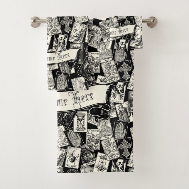 Gothic Tarot Card Victorian Witchcraft Apothecary  Bath Towel Set (Insitu)
