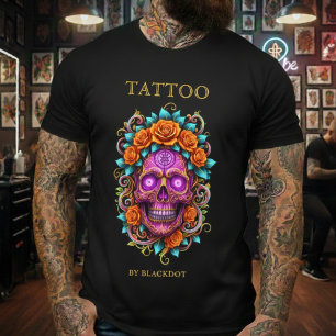 Gothic Tattoo Artist Rose Skull Tattoo Style T-Shirt