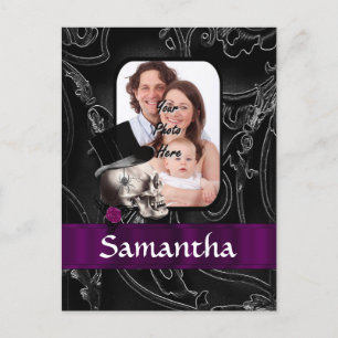 Gothic tattoo skull postcard