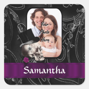 Gothic tattoo skull square sticker