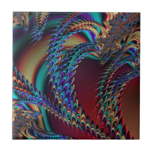 Gothic Technicolor Fractal Dragons Abstract  Tile