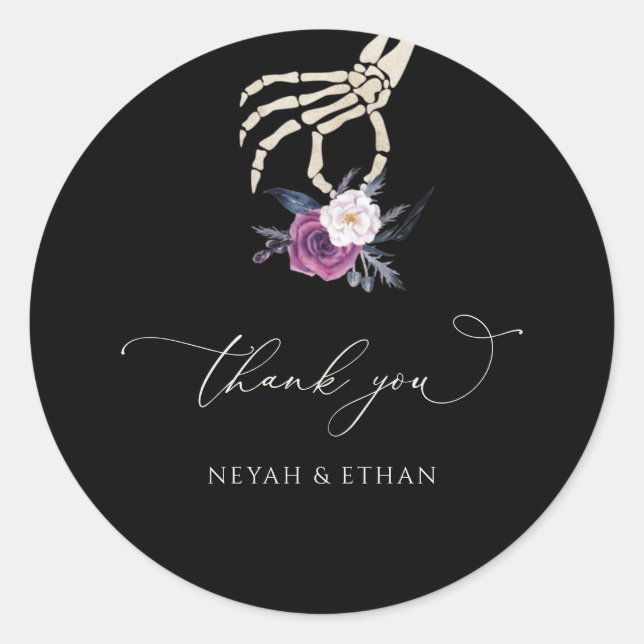 Gothic Thank You Dark Wedding Halloween Label N100 (Front)