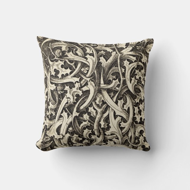 Gothic Thistle Throw Pillow (Front)