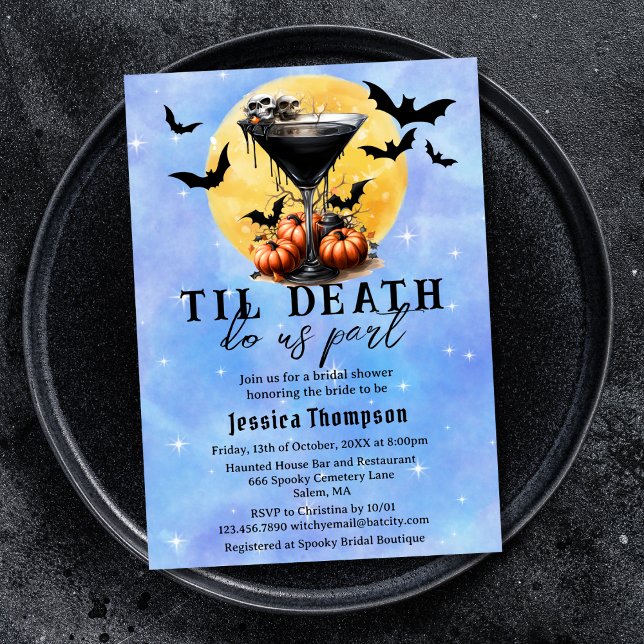 Gothic Til Death Do Us Part Martini Bridal Shower Invitation (Creator Uploaded)