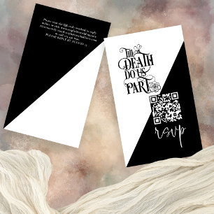Gothic Til Death Us Do Part QR Wedding Black RSVP  Enclosure Card