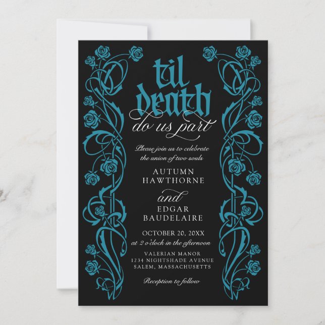 Gothic Til Death Wedding Invitation (Front)
