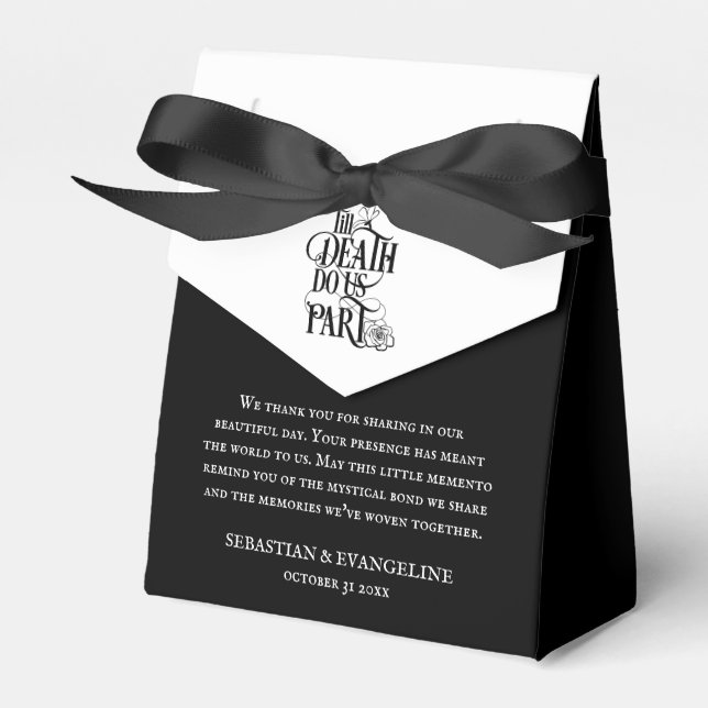 Gothic Till Death Do Us Part Thanks Black White Favor Box (Front Side)