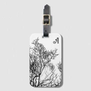 Gothic Tree Black and White Personalized Luggage Tag