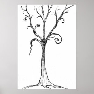 Gothic Tree Illustration Poster