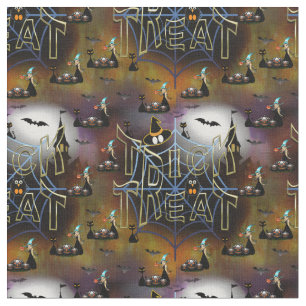 Gothic trick-or-treat spiderweb repeat fabric