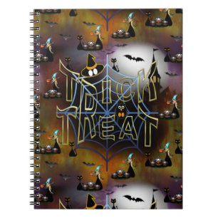 Gothic trick-or-treat spiderweb repeat notebook