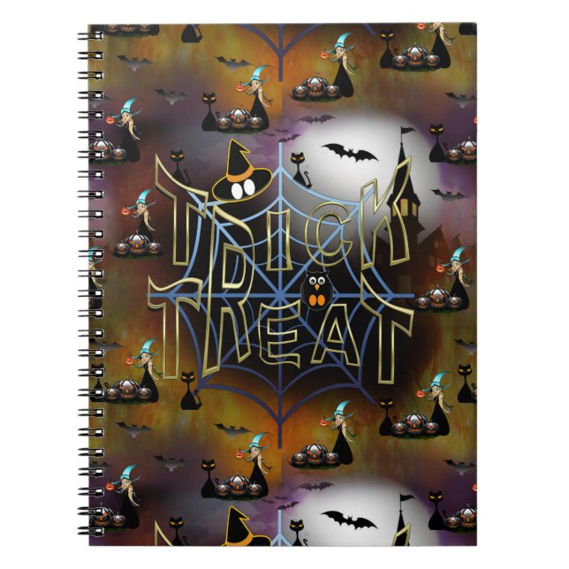 Gothic trick-or-treat spiderweb repeat notebook (Front)