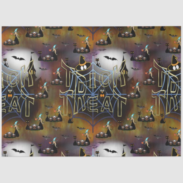 Gothic trick-or-treat spiderweb repeat tissue paper (Front)