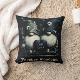 Gothic "True Grim" Gnomes with "Forever Shadows" Throw Pillow