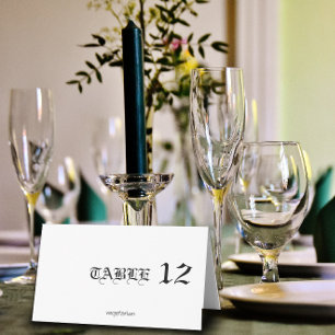 Gothic typography black wedding  place card