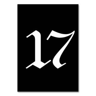 Gothic typography black wedding table number