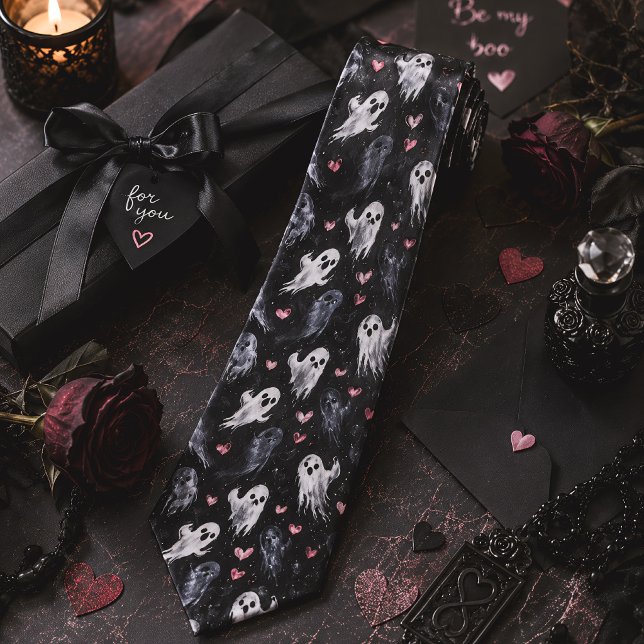 Gothic Valentine Ghosts & Hearts Tie (Creator Uploaded)